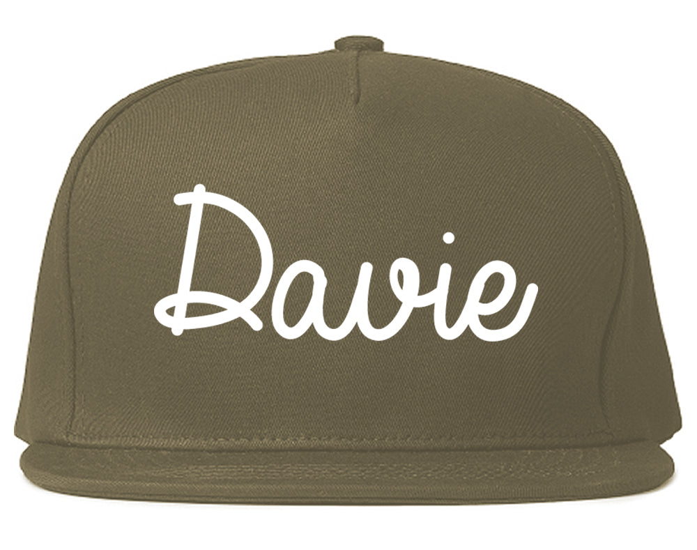 Davie Florida FL Script Mens Snapback Hat Grey