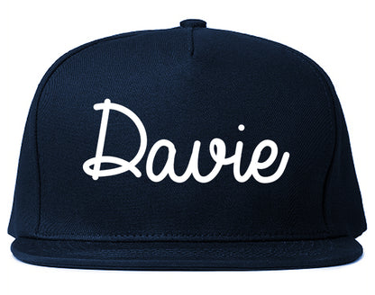 Davie Florida FL Script Mens Snapback Hat Navy Blue