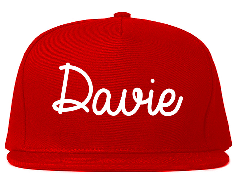 Davie Florida FL Script Mens Snapback Hat Red