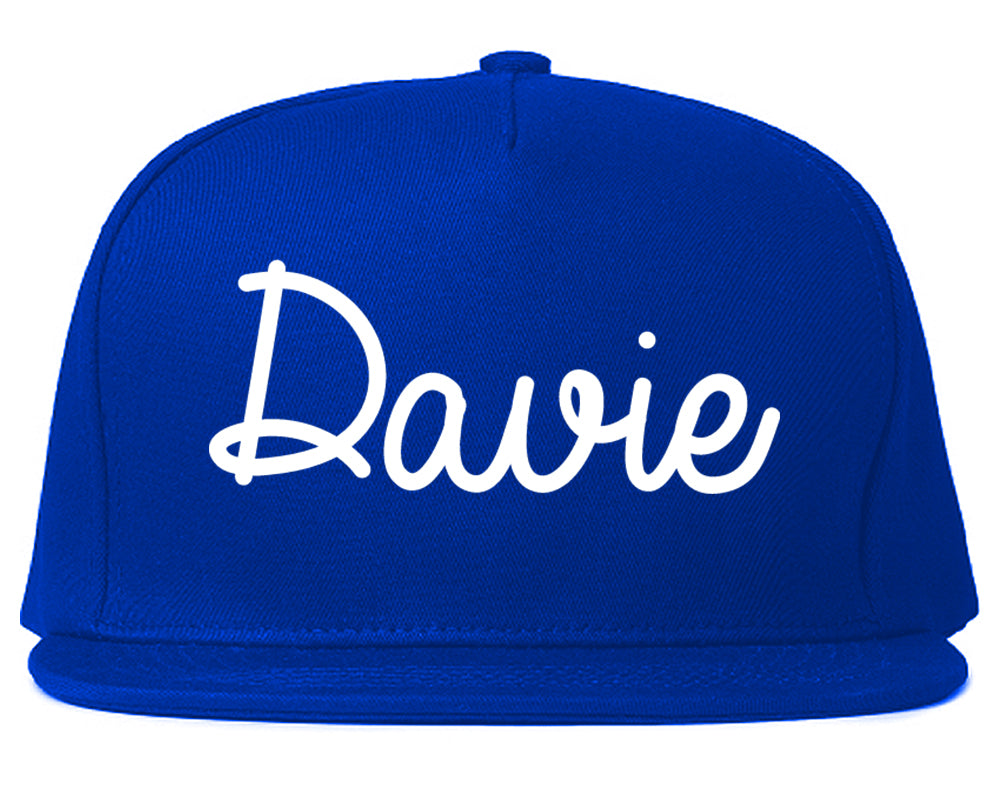 Davie Florida FL Script Mens Snapback Hat Royal Blue