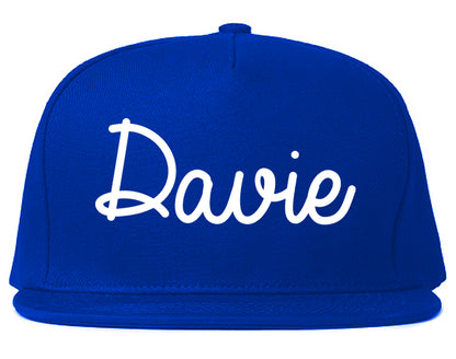 Davie Florida FL Script Mens Snapback Hat Royal Blue