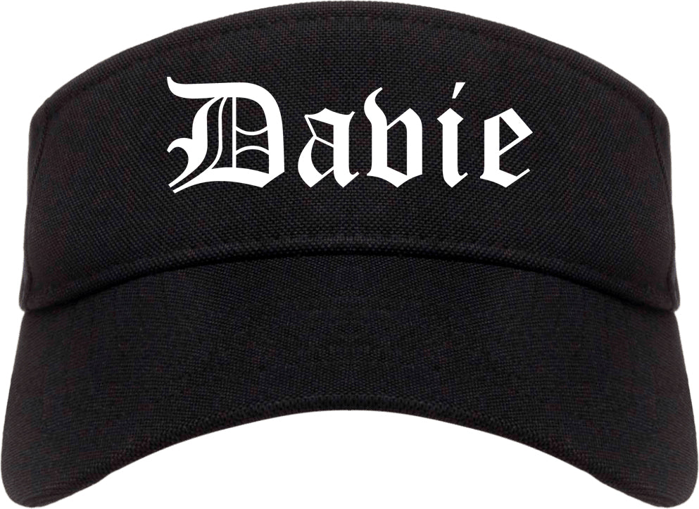 Davie Florida FL Old English Mens Visor Cap Hat Black