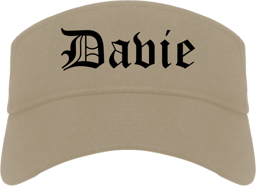 Davie Florida FL Old English Mens Visor Cap Hat Khaki