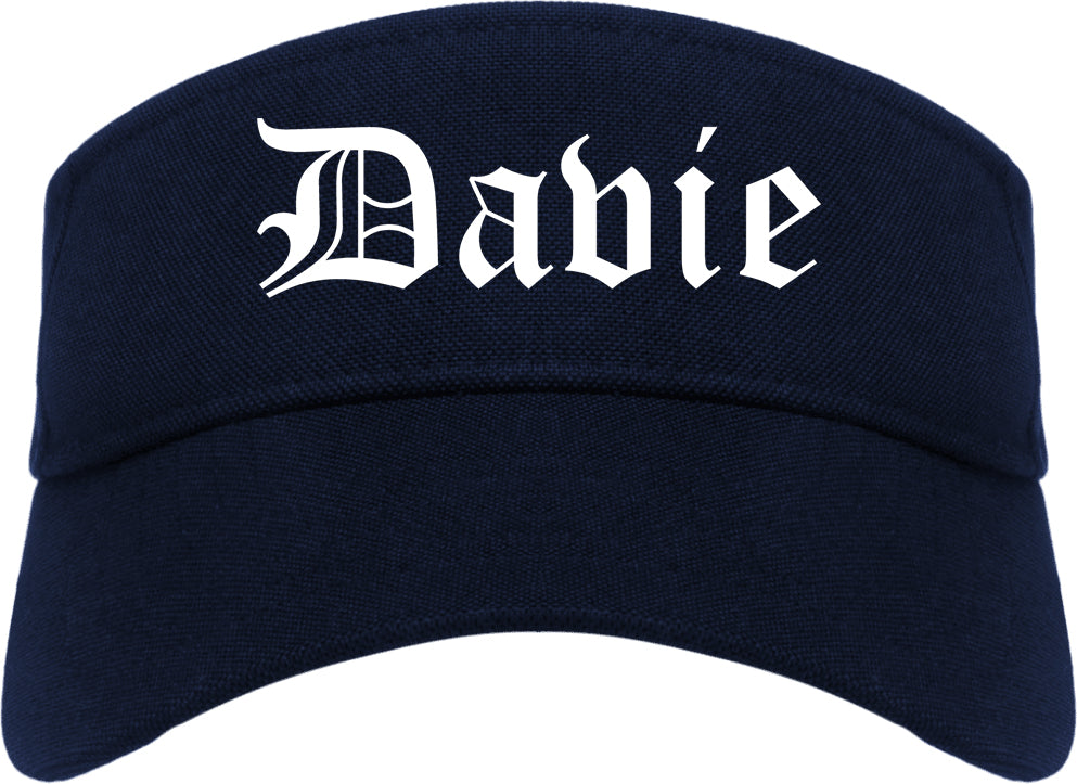 Davie Florida FL Old English Mens Visor Cap Hat Navy Blue