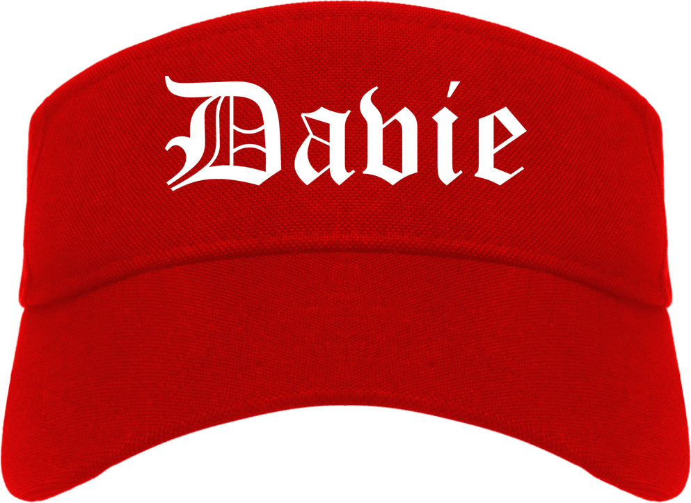 Davie Florida FL Old English Mens Visor Cap Hat Red
