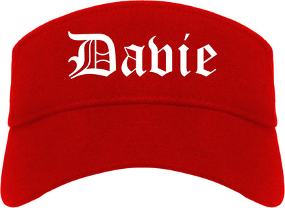 Davie Florida FL Old English Mens Visor Cap Hat Red