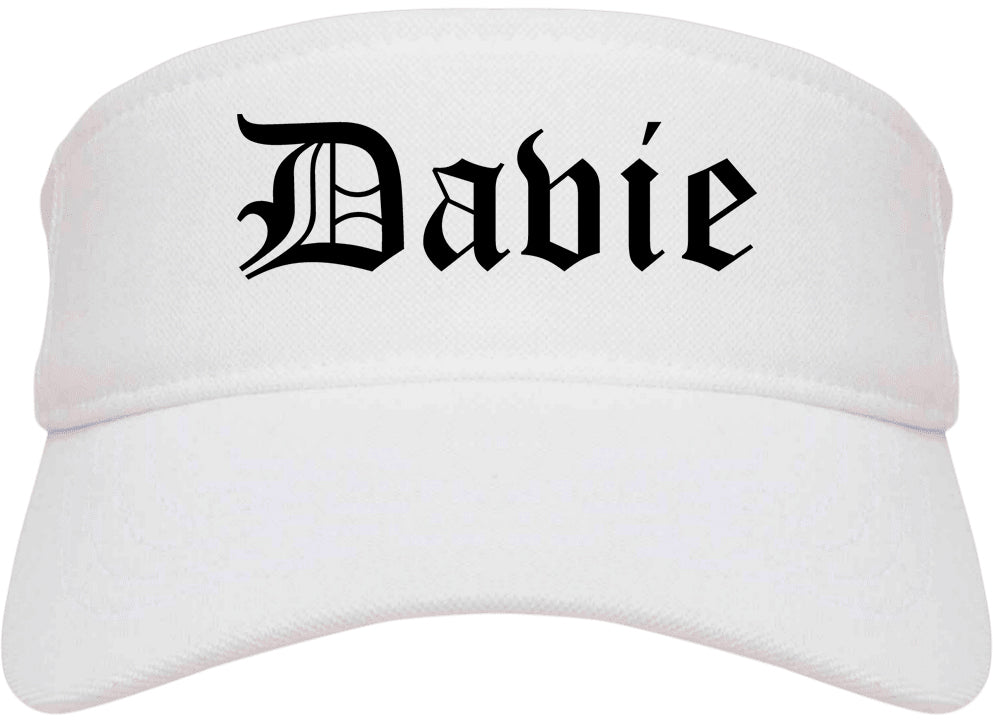 Davie Florida FL Old English Mens Visor Cap Hat White