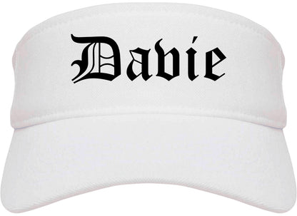 Davie Florida FL Old English Mens Visor Cap Hat White