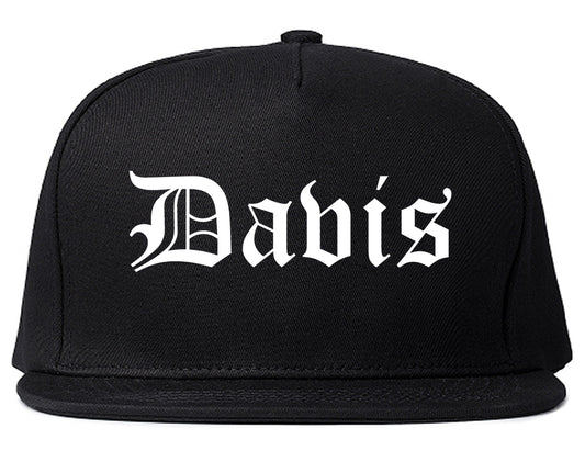 Davis California CA Old English Mens Snapback Hat Black