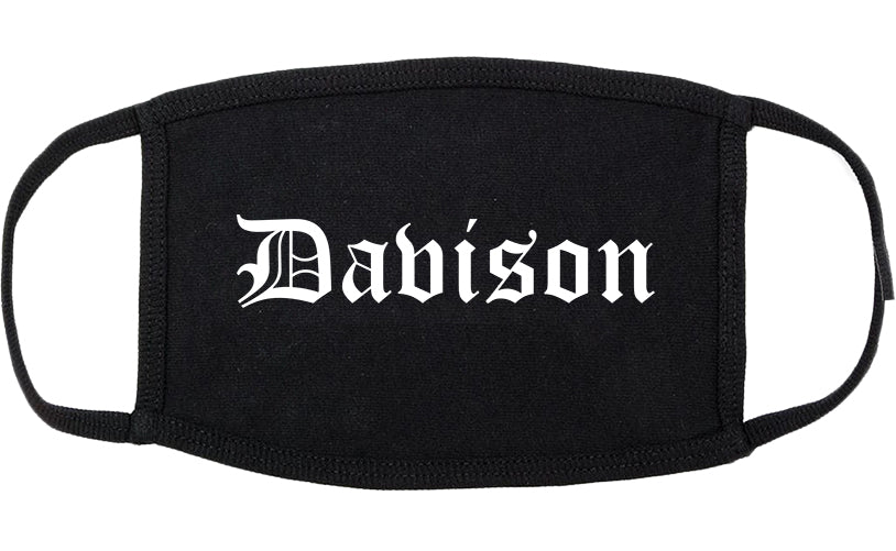 Davison Michigan MI Old English Cotton Face Mask Black