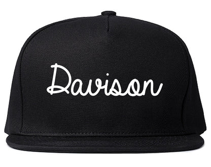 Davison Michigan MI Script Mens Snapback Hat Black