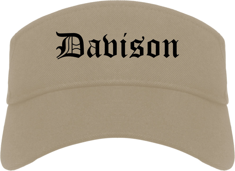 Davison Michigan MI Old English Mens Visor Cap Hat Khaki
