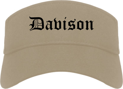 Davison Michigan MI Old English Mens Visor Cap Hat Khaki