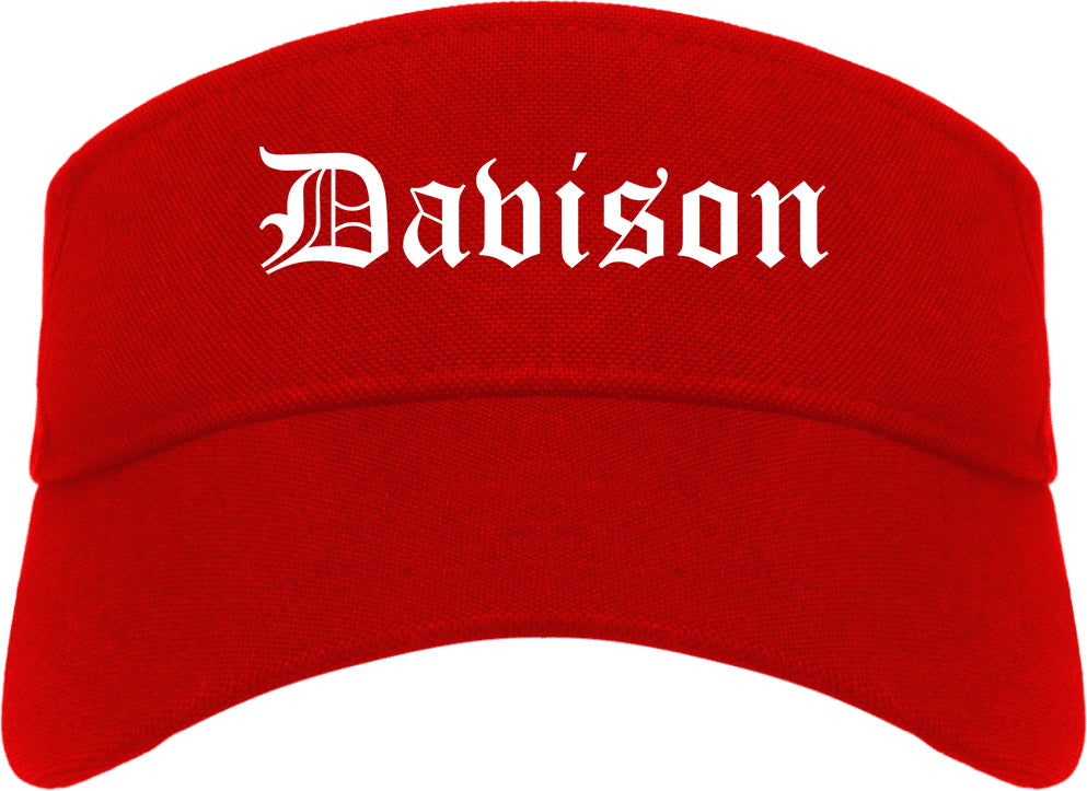 Davison Michigan MI Old English Mens Visor Cap Hat Red