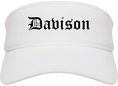 Davison Michigan MI Old English Mens Visor Cap Hat White