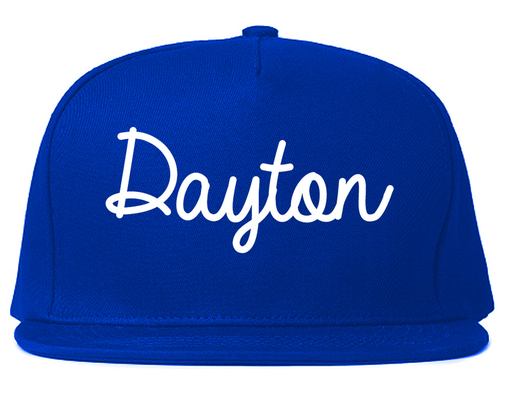 Dayton Minnesota MN Script Mens Snapback Hat Royal Blue