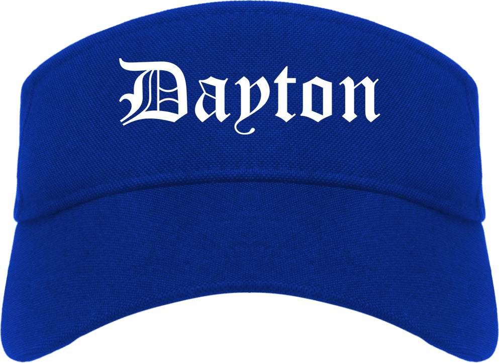Dayton Minnesota MN Old English Mens Visor Cap Hat Royal Blue