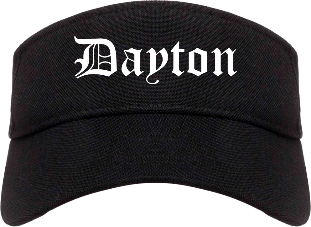 Dayton Ohio OH Old English Mens Visor Cap Hat Black