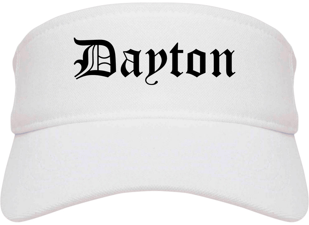 Dayton Ohio OH Old English Mens Visor Cap Hat White