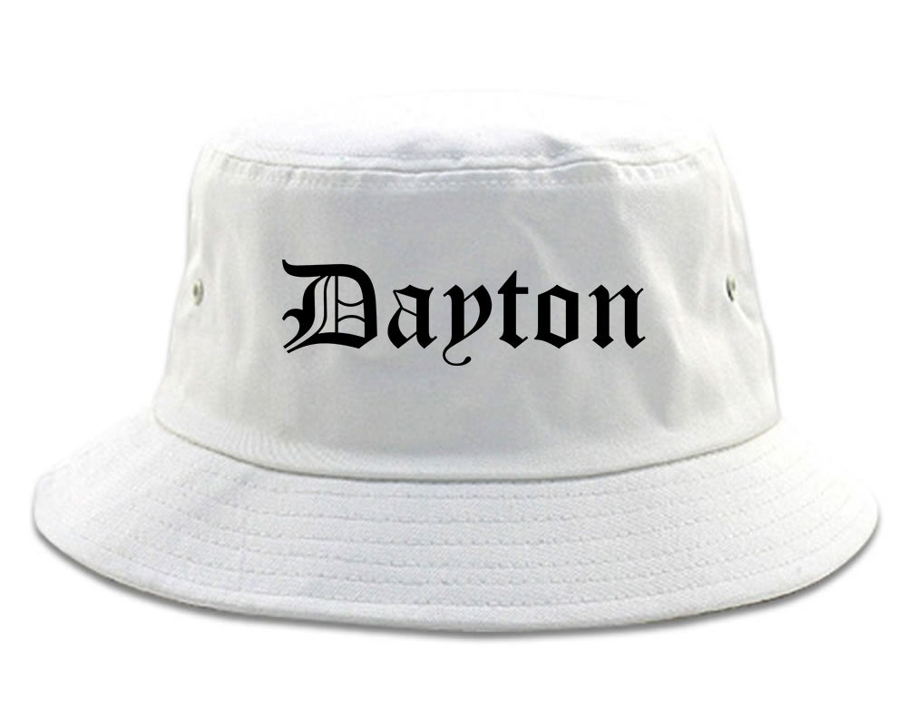Dayton Ohio OH Old English Mens Bucket Hat White