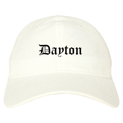 Dayton Texas TX Old English Mens Dad Hat Baseball Cap White