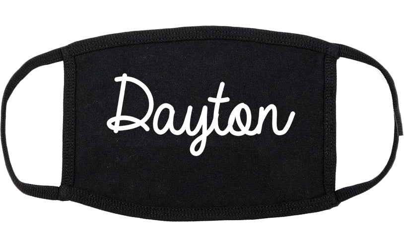 Dayton Texas TX Script Cotton Face Mask Black