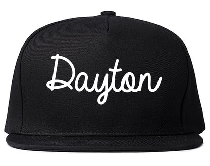Dayton Texas TX Script Mens Snapback Hat Black