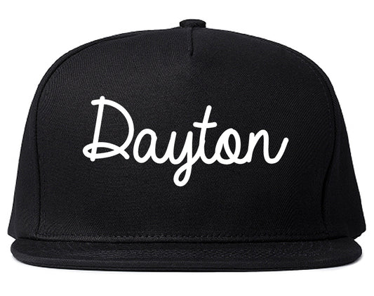 Dayton Texas TX Script Mens Snapback Hat Black