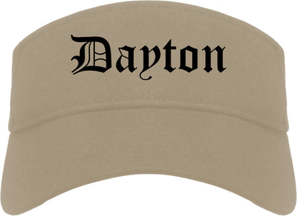 Dayton Texas TX Old English Mens Visor Cap Hat Khaki
