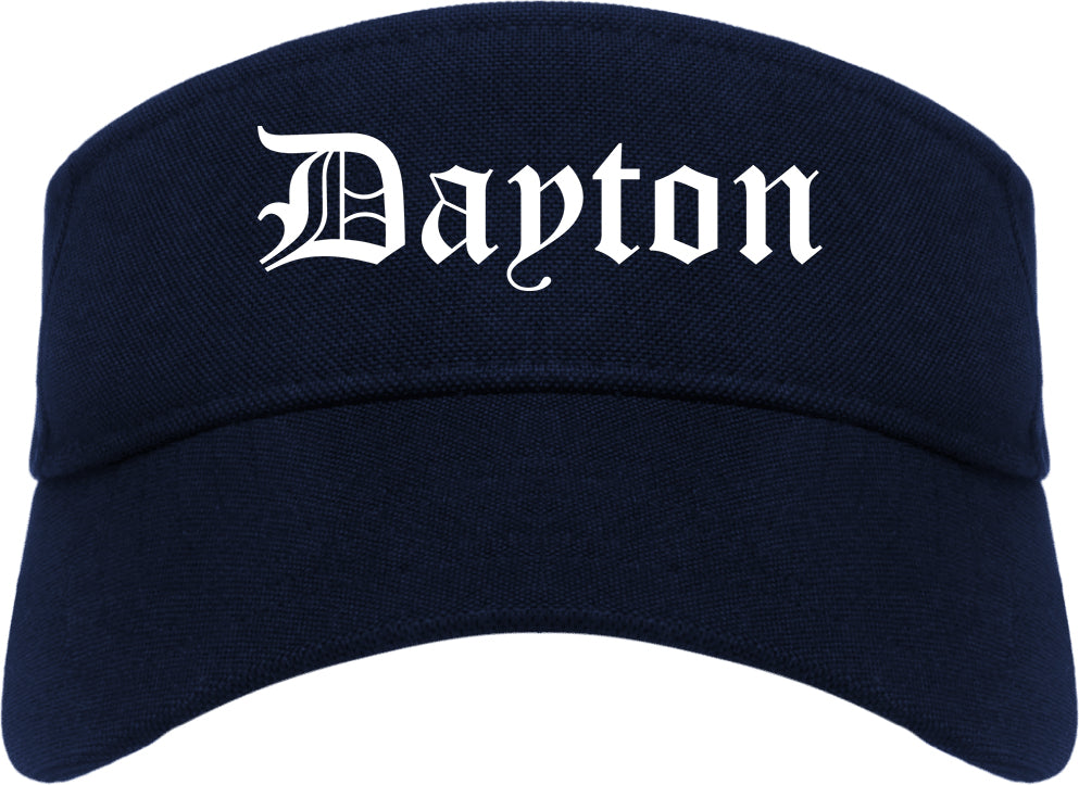Dayton Texas TX Old English Mens Visor Cap Hat Navy Blue