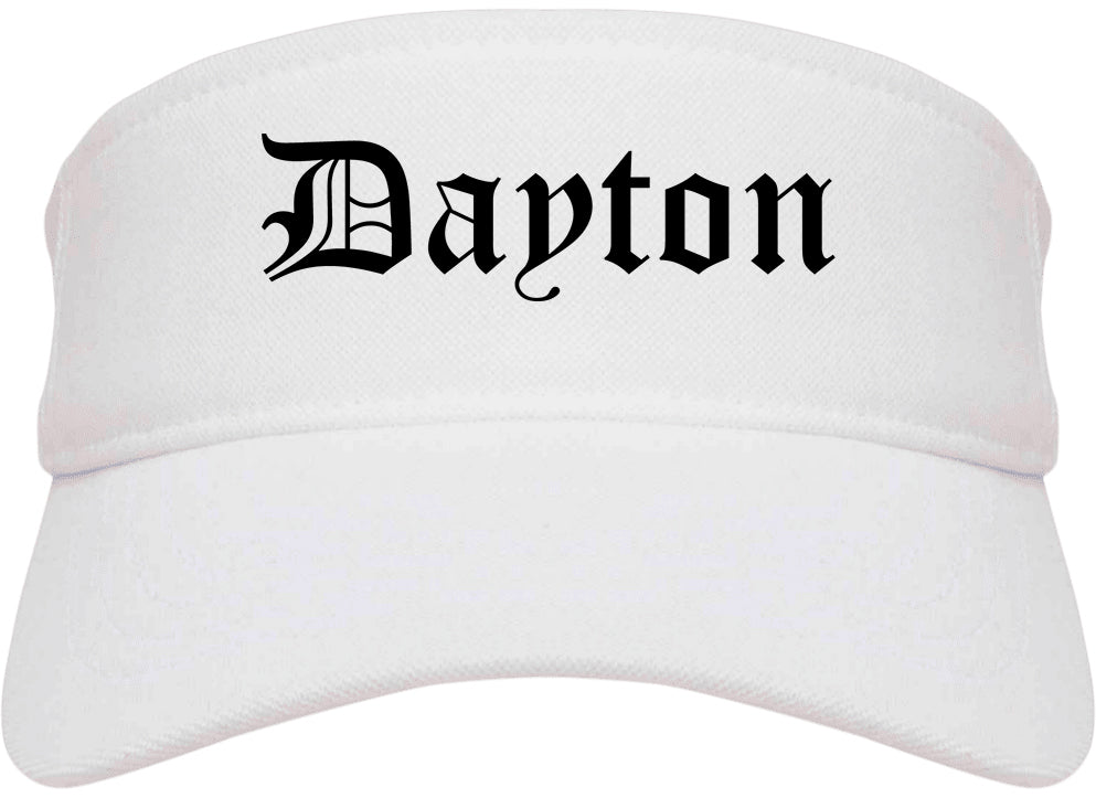 Dayton Texas TX Old English Mens Visor Cap Hat White