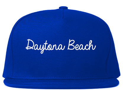 Daytona Beach Florida FL Script Mens Snapback Hat Royal Blue