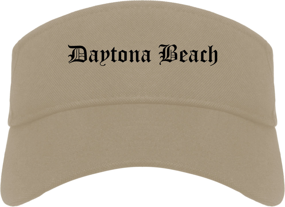 Daytona Beach Florida FL Old English Mens Visor Cap Hat Khaki