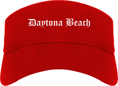 Daytona Beach Florida FL Old English Mens Visor Cap Hat Red