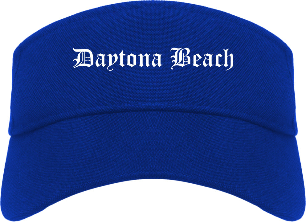 Daytona Beach Florida FL Old English Mens Visor Cap Hat Royal Blue