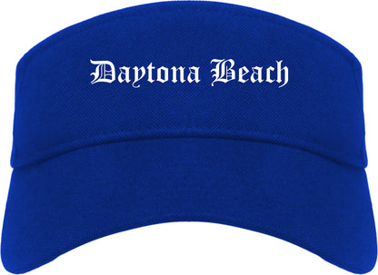 Daytona Beach Florida FL Old English Mens Visor Cap Hat Royal Blue