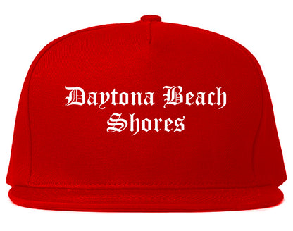 Daytona Beach Shores Florida FL Old English Mens Snapback Hat Red