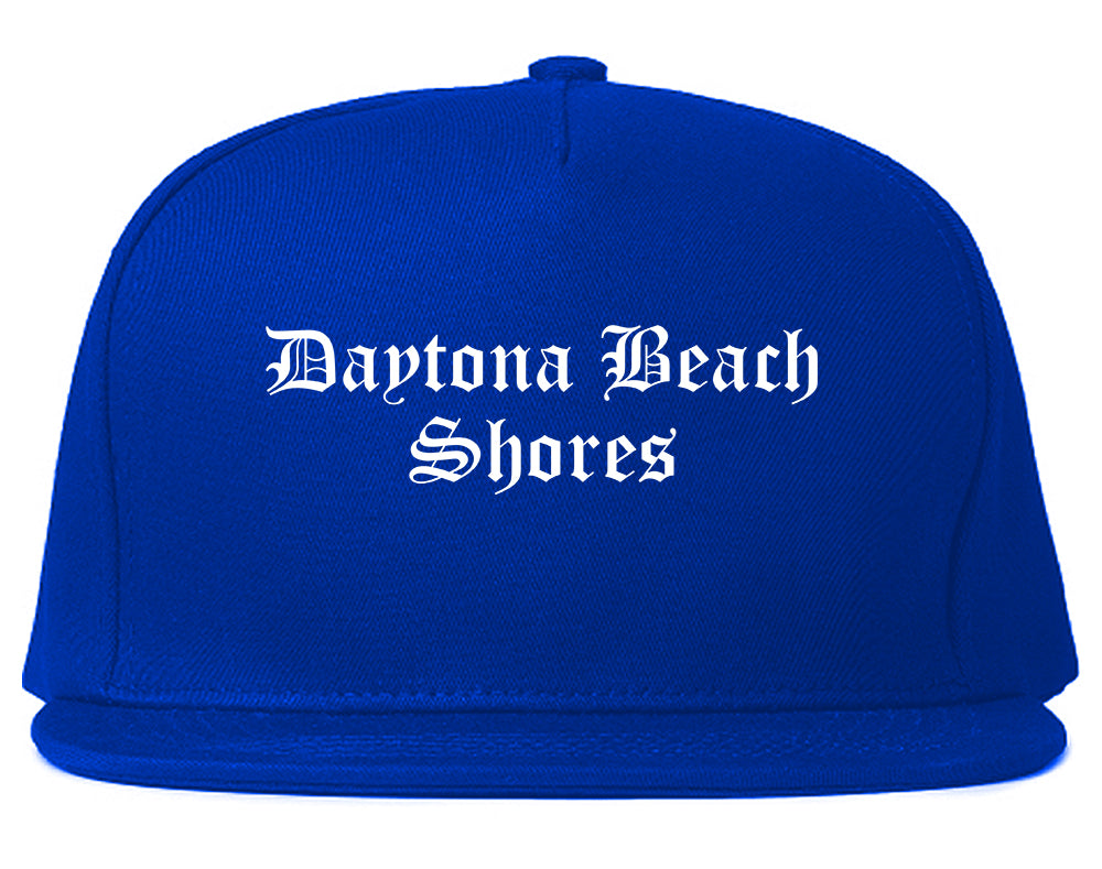 Daytona Beach Shores Florida FL Old English Mens Snapback Hat Royal Blue