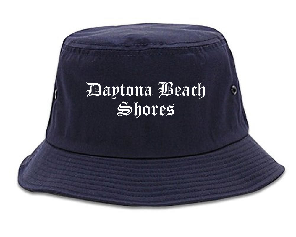 Daytona Beach Shores Florida FL Old English Mens Bucket Hat Navy Blue