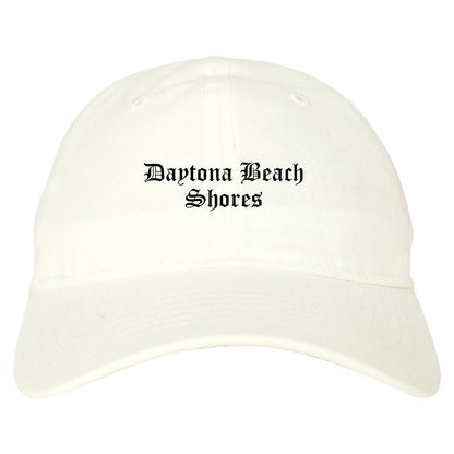 Daytona Beach Shores Florida FL Old English Mens Dad Hat Baseball Cap White