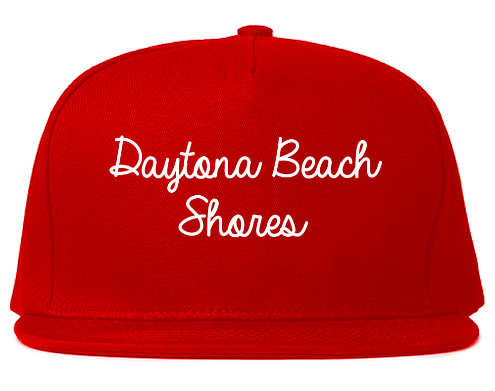 Daytona Beach Shores Florida FL Script Mens Snapback Hat Red