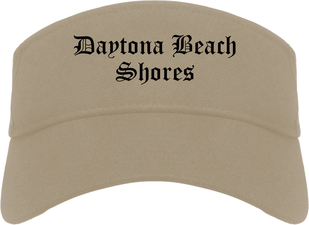 Daytona Beach Shores Florida FL Old English Mens Visor Cap Hat Khaki