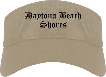 Daytona Beach Shores Florida FL Old English Mens Visor Cap Hat Khaki