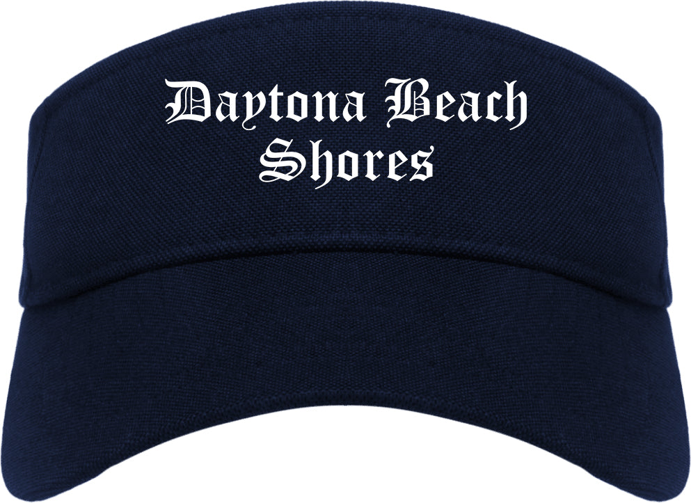 Daytona Beach Shores Florida FL Old English Mens Visor Cap Hat Navy Blue