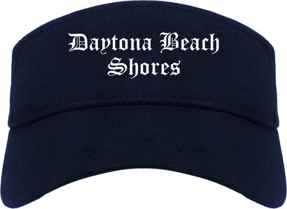 Daytona Beach Shores Florida FL Old English Mens Visor Cap Hat Navy Blue