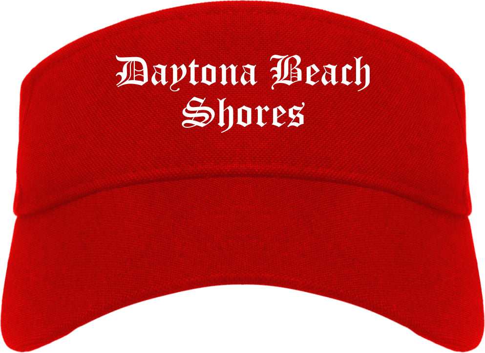 Daytona Beach Shores Florida FL Old English Mens Visor Cap Hat Red