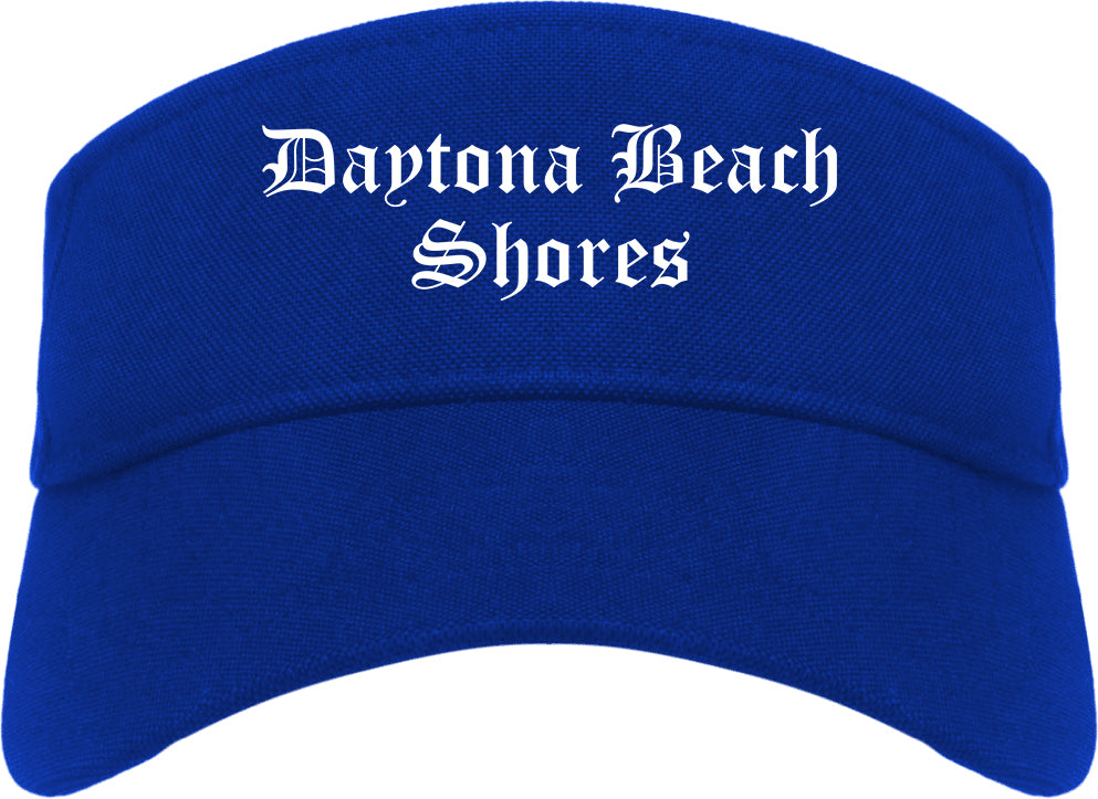 Daytona Beach Shores Florida FL Old English Mens Visor Cap Hat Royal Blue
