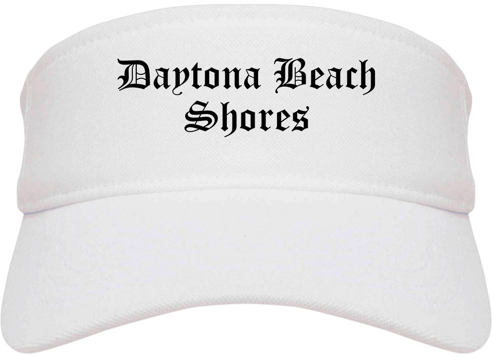Daytona Beach Shores Florida FL Old English Mens Visor Cap Hat White