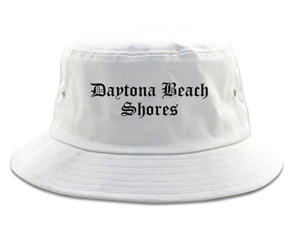 Daytona Beach Shores Florida FL Old English Mens Bucket Hat White