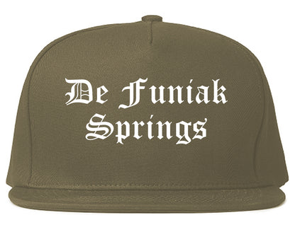 De Funiak Springs Florida FL Old English Mens Snapback Hat Grey